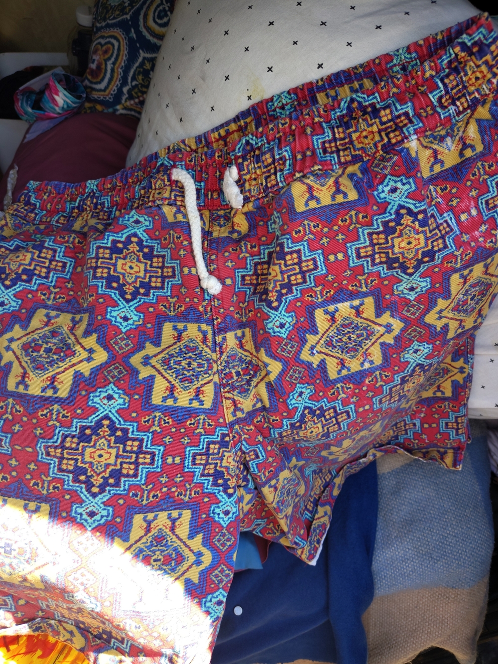 Zipcode Design Men's Red Patterned Drawstring Shorts